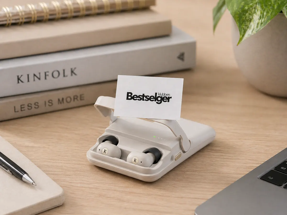 Bestselgerklubben velkomstpakke (powerbank m/ørepropper + 3 bøker)