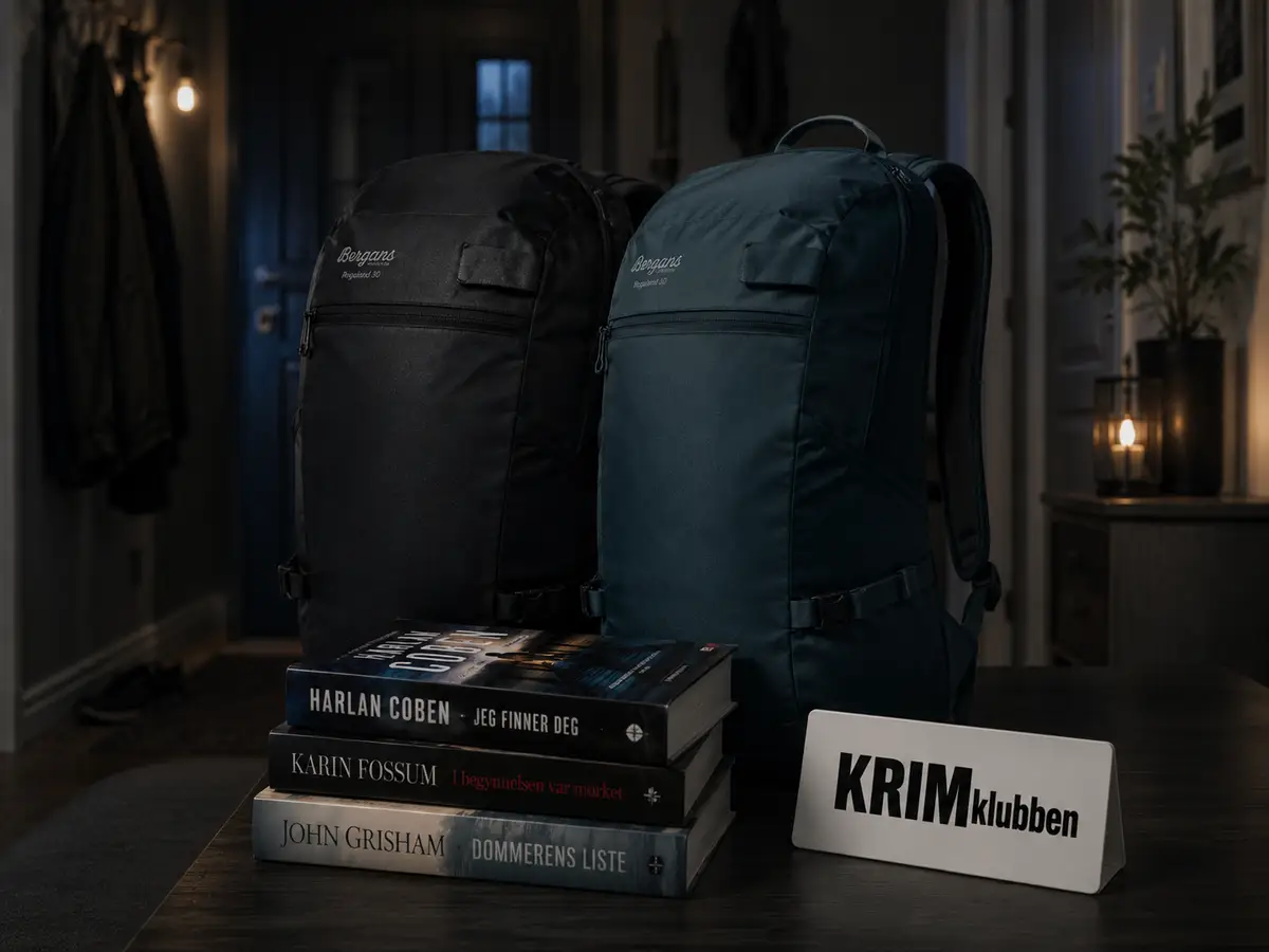 Krimklubben velkomstpakke (Bergans Hugger 25L + 3 bøker)